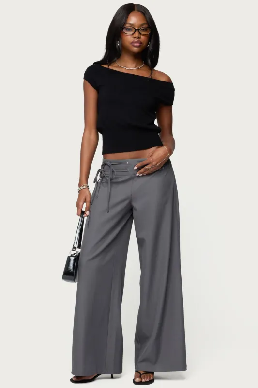Willard Baggy Lace Up Belt Pants sold by Edikted