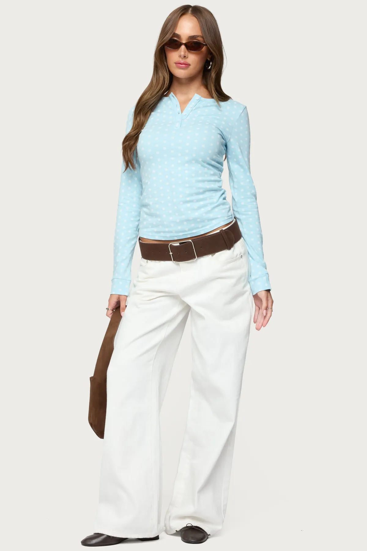 Keana Polka Dot Henley Top sold by Edikted product image thumbnail 2