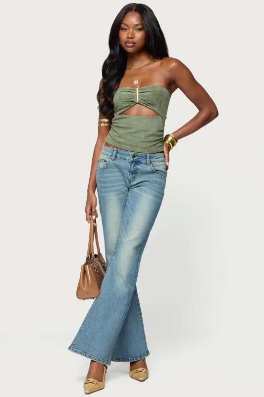 Jenni Washed Low Rise Flared Jeans sold by Edikted