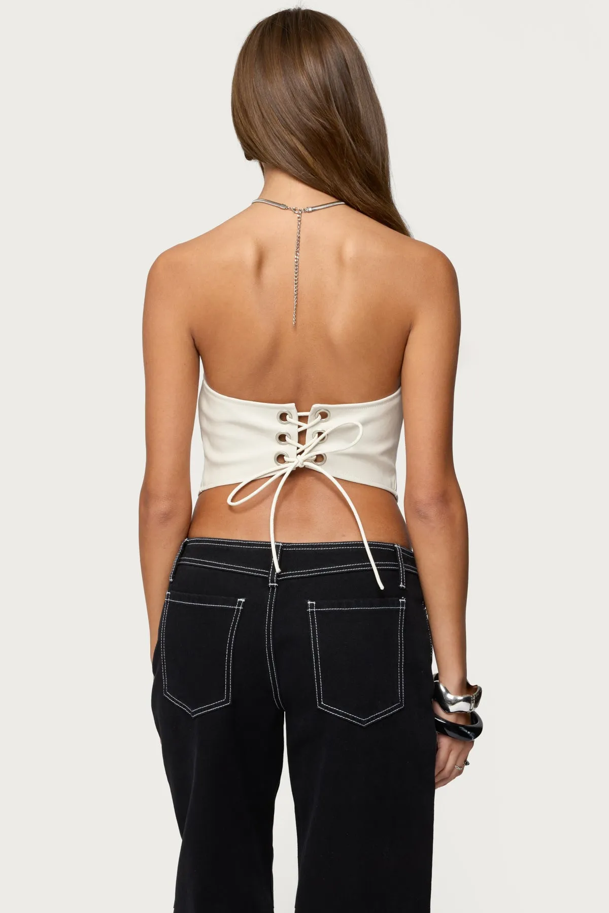 Kizzie Faux Leather Halter Top sold by Edikted product image thumbnail 4