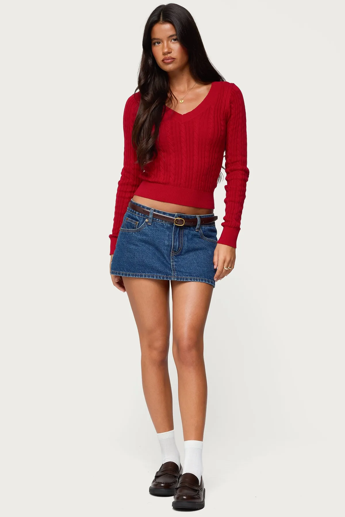 Ashlee V Neck Cable Knit Top sold by Edikted product image thumbnail 5