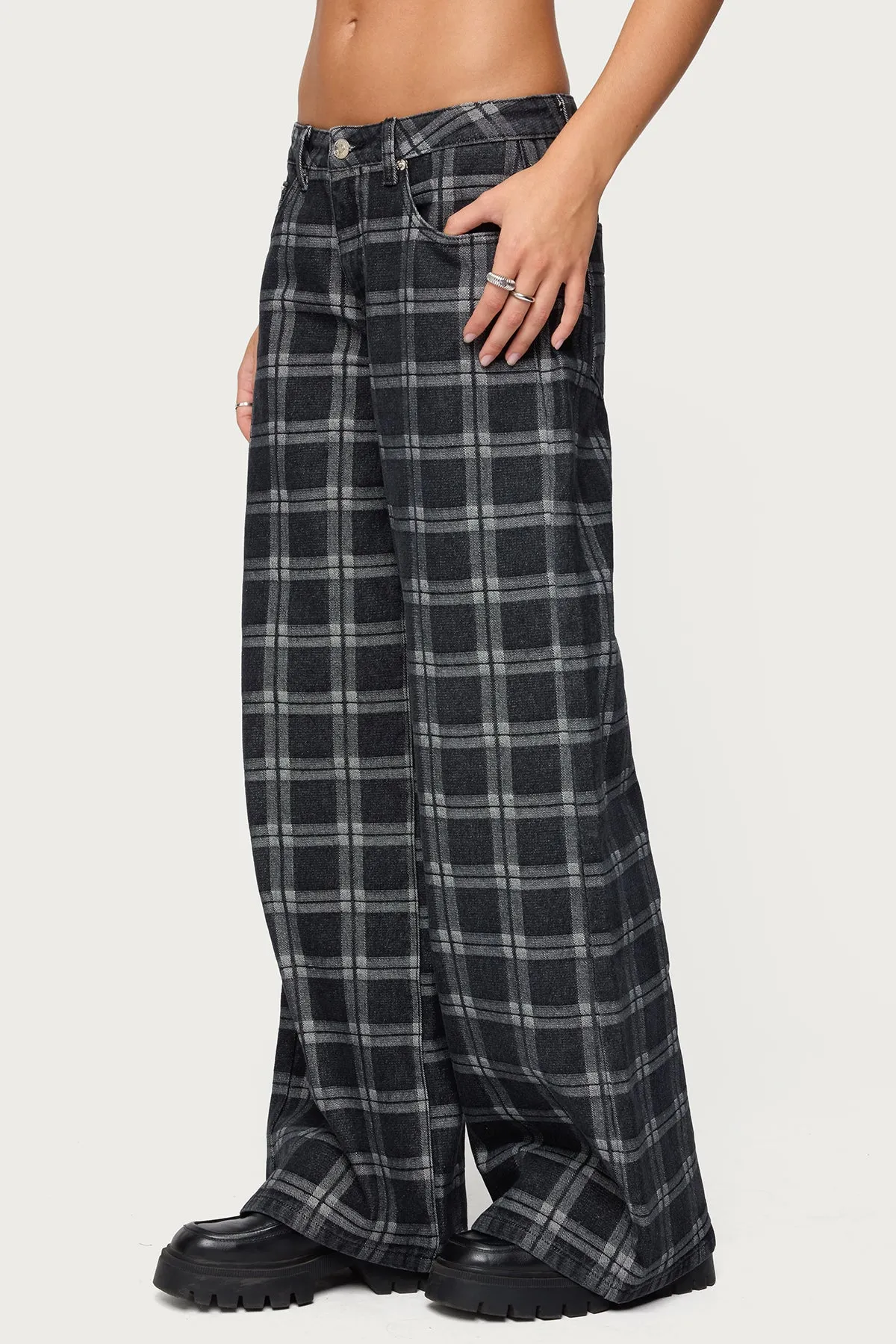 Kailani Plaid Low Rise Baggy Jeans sold by Edikted product image thumbnail 4