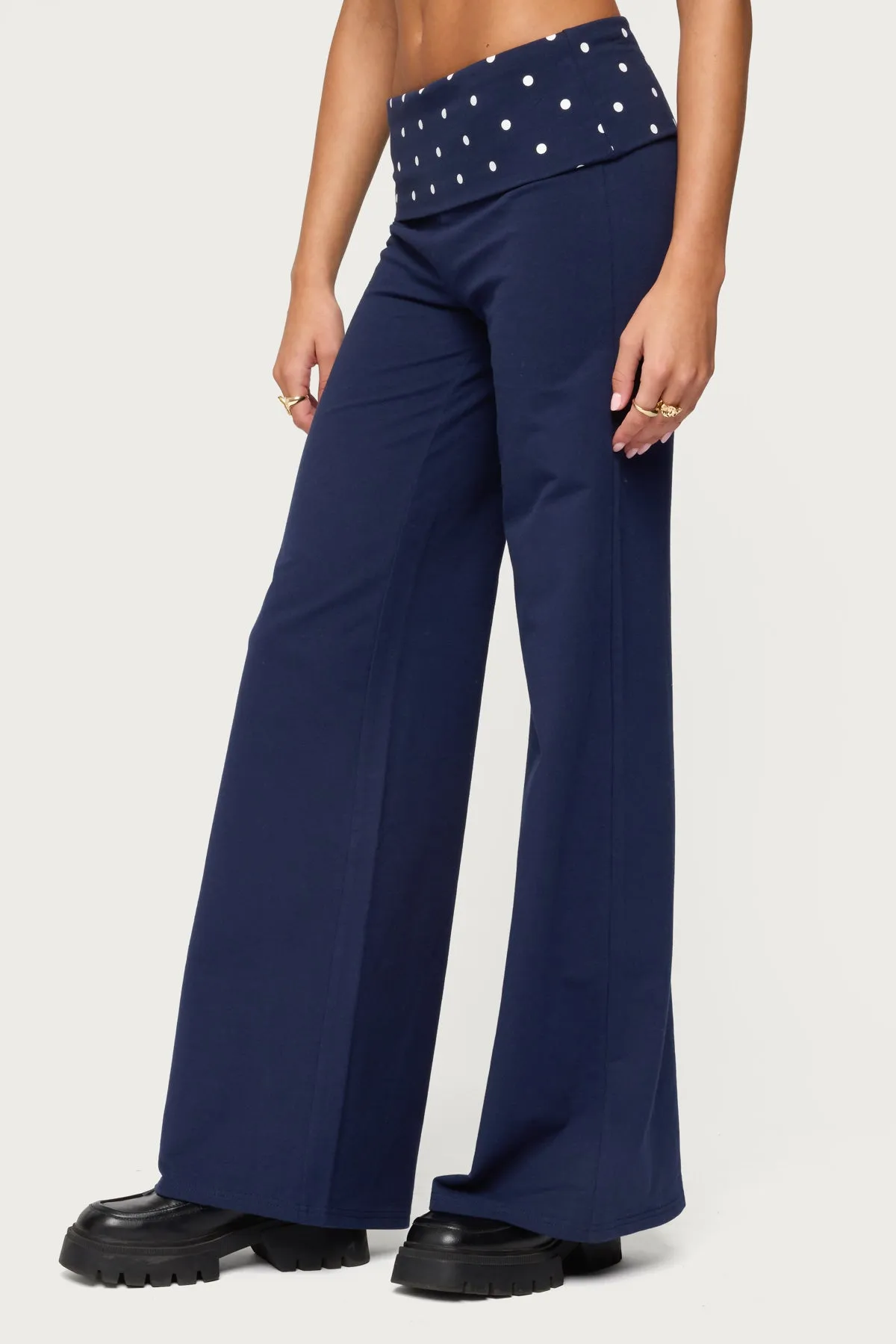 Reeva Polka Dot Foldover Pants sold by Edikted product image thumbnail 4