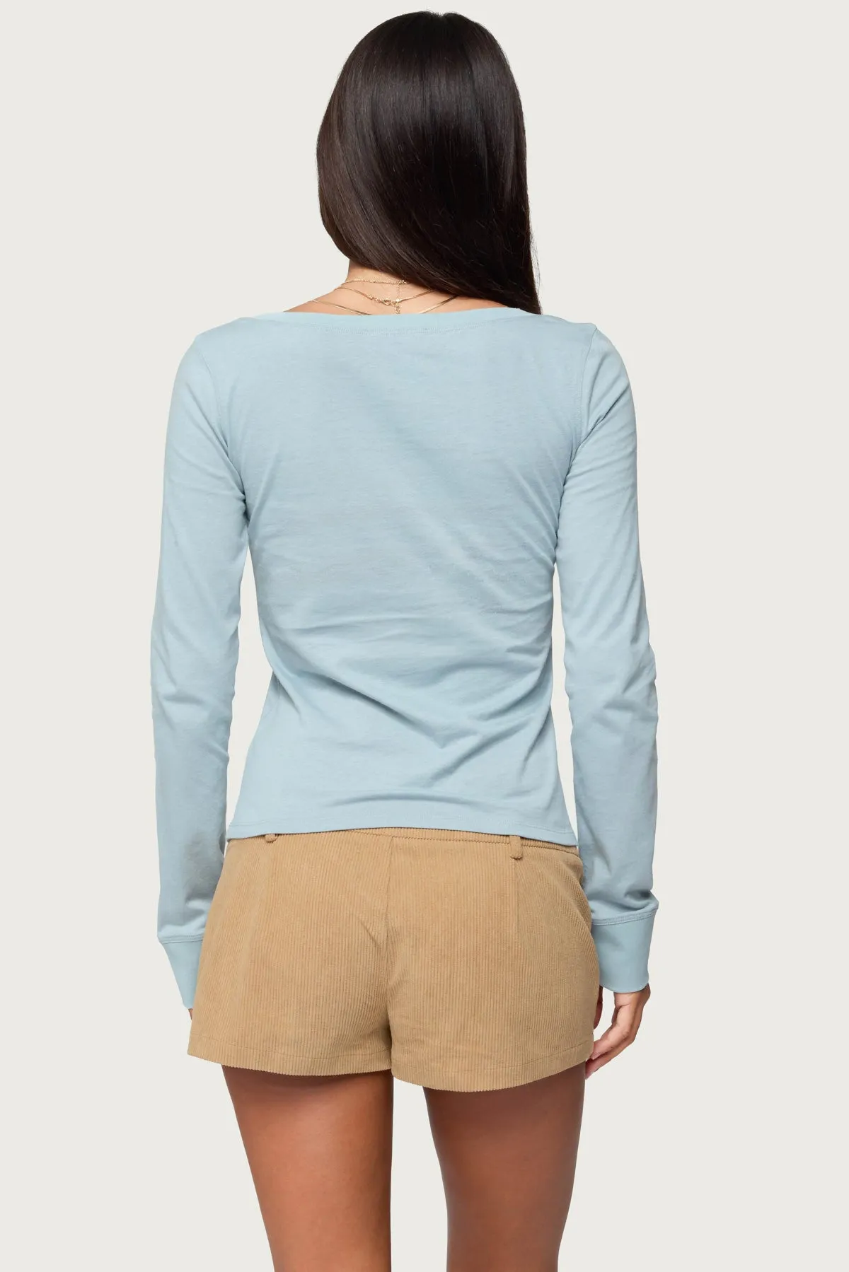 Steffey Scoop Neck Henley Top sold by Edikted product image thumbnail 4