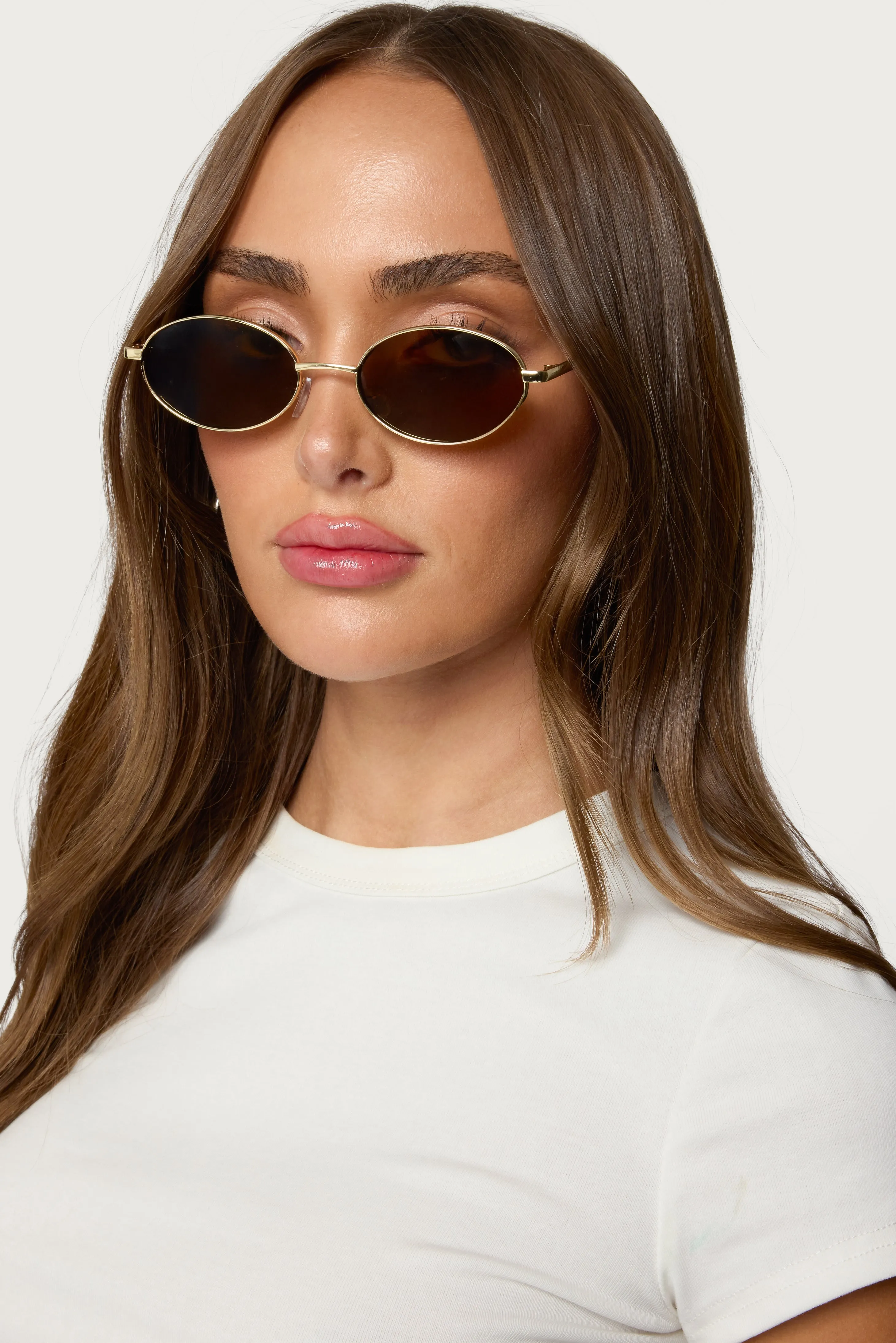 Naomie Oval Metal Sunglasses sold by Edikted