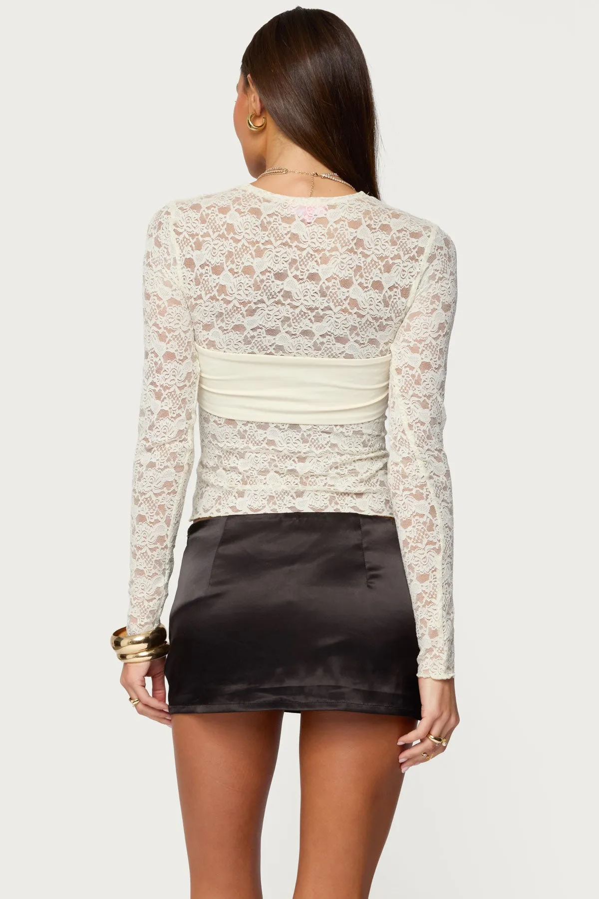 Rosette Bandeau Sheer Lace Top sold by Edikted product image thumbnail 5