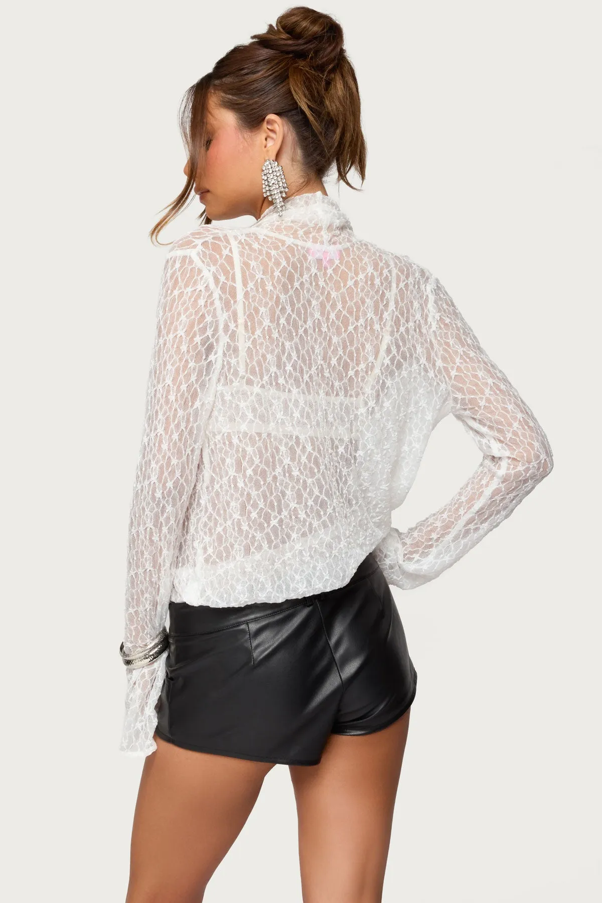 Lera Lacey Sheer Mesh Top sold by Edikted product image thumbnail 5