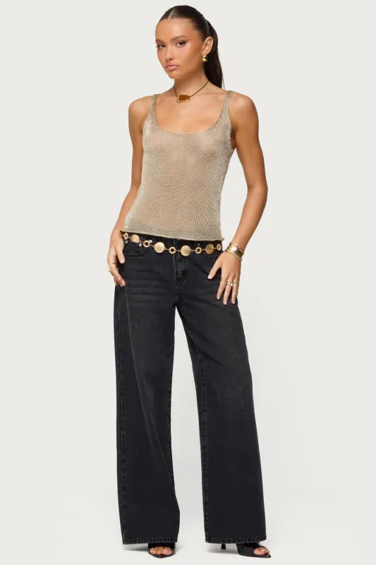 Ery Wide Leg Mid Rise Jeans sold by Edikted