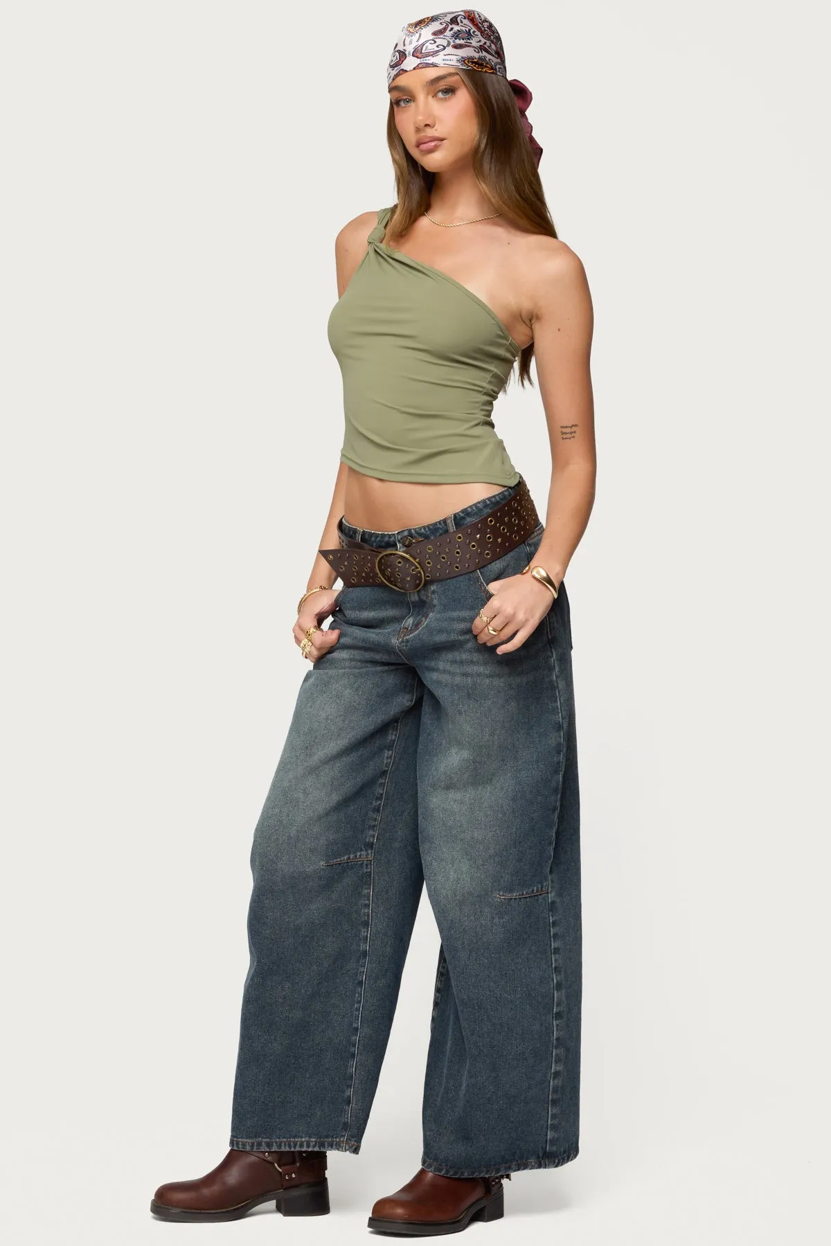 Knotted One Shoulder Asymmetric Top sold by Edikted product image thumbnail 4