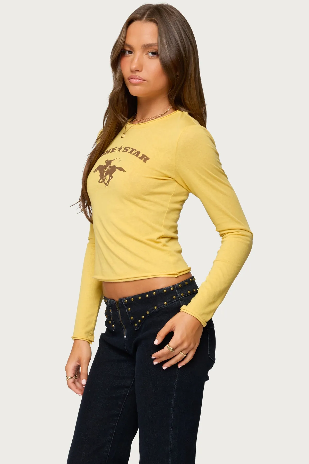 Lone Star Long Sleeve T Shirt sold by Edikted product image thumbnail 3