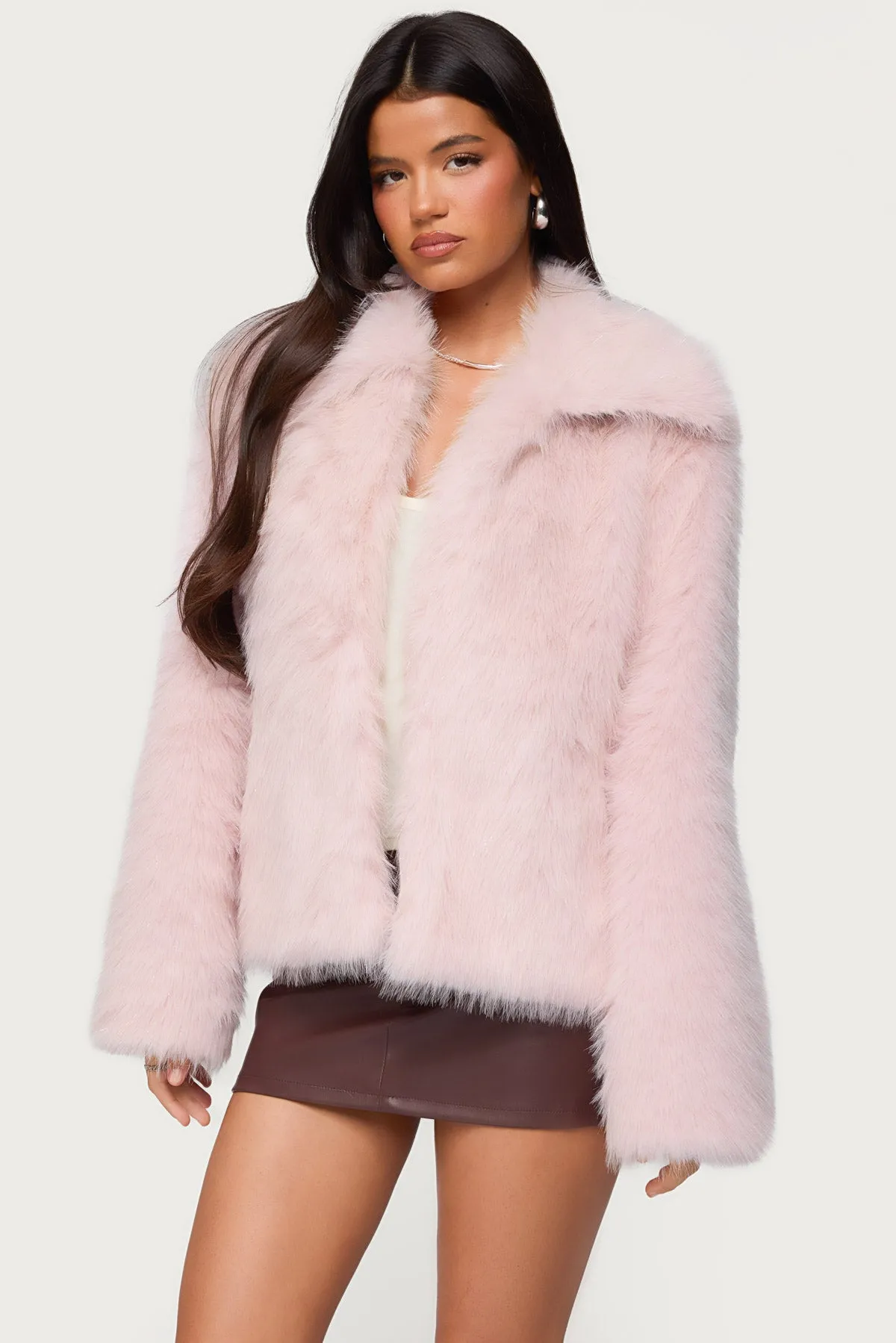 Noelle Oversized Faux Fur Jacket sold by Edikted