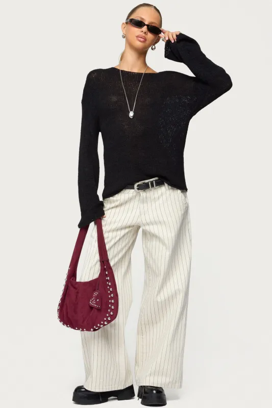 Petite Cory Striped Low Rise Jeans sold by Edikted