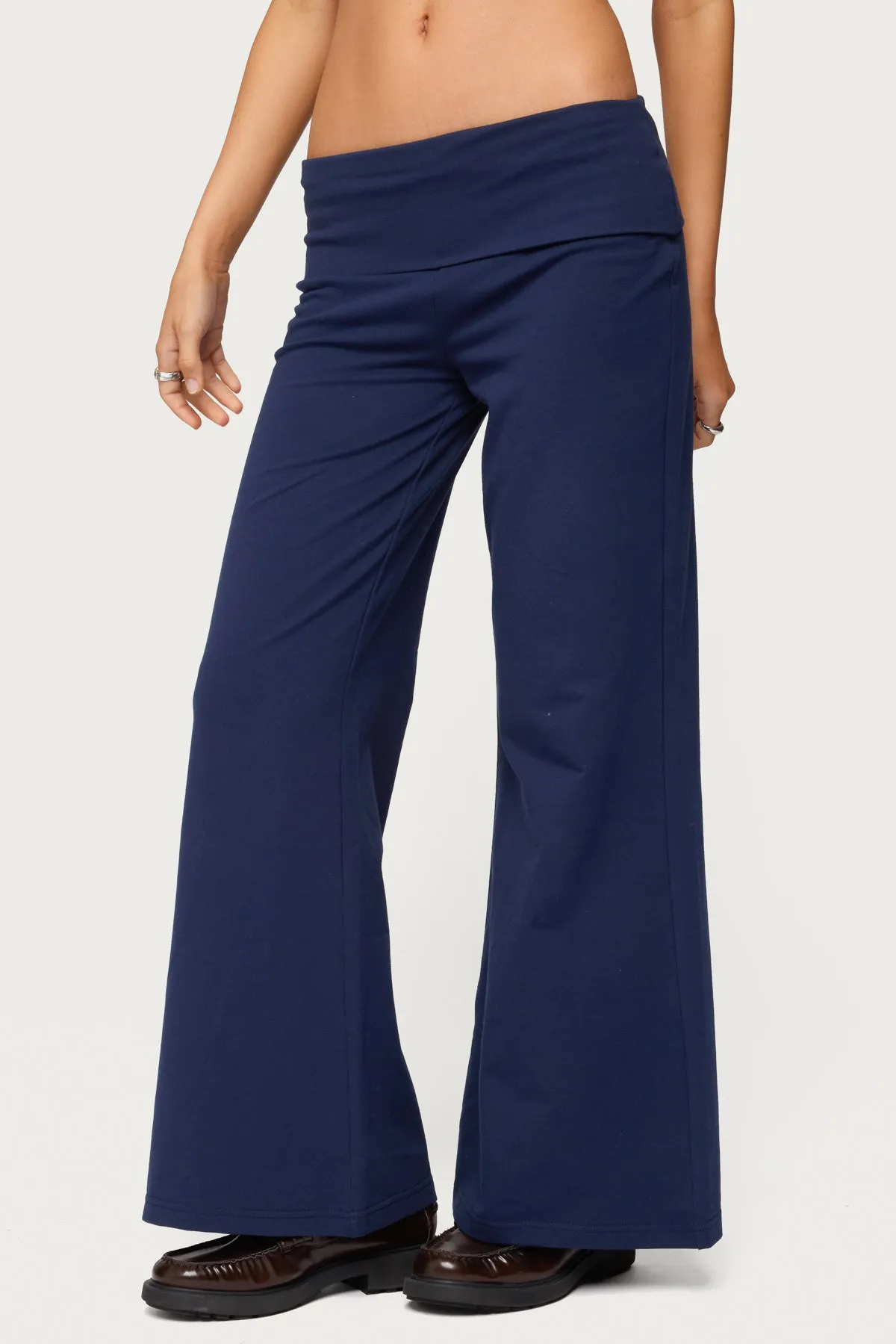 Petite Wide Leg Fold Over Pants sold by Edikted product image thumbnail 3