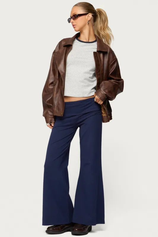Petite Wide Leg Fold Over Pants sold by Edikted