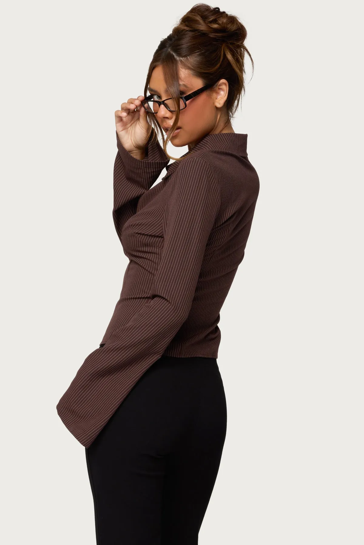 Pinstripe Tailored Button Up Shirt sold by Edikted product image thumbnail 5