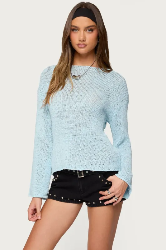 Drop Shoulder Light Knit Sweater sold by Edikted