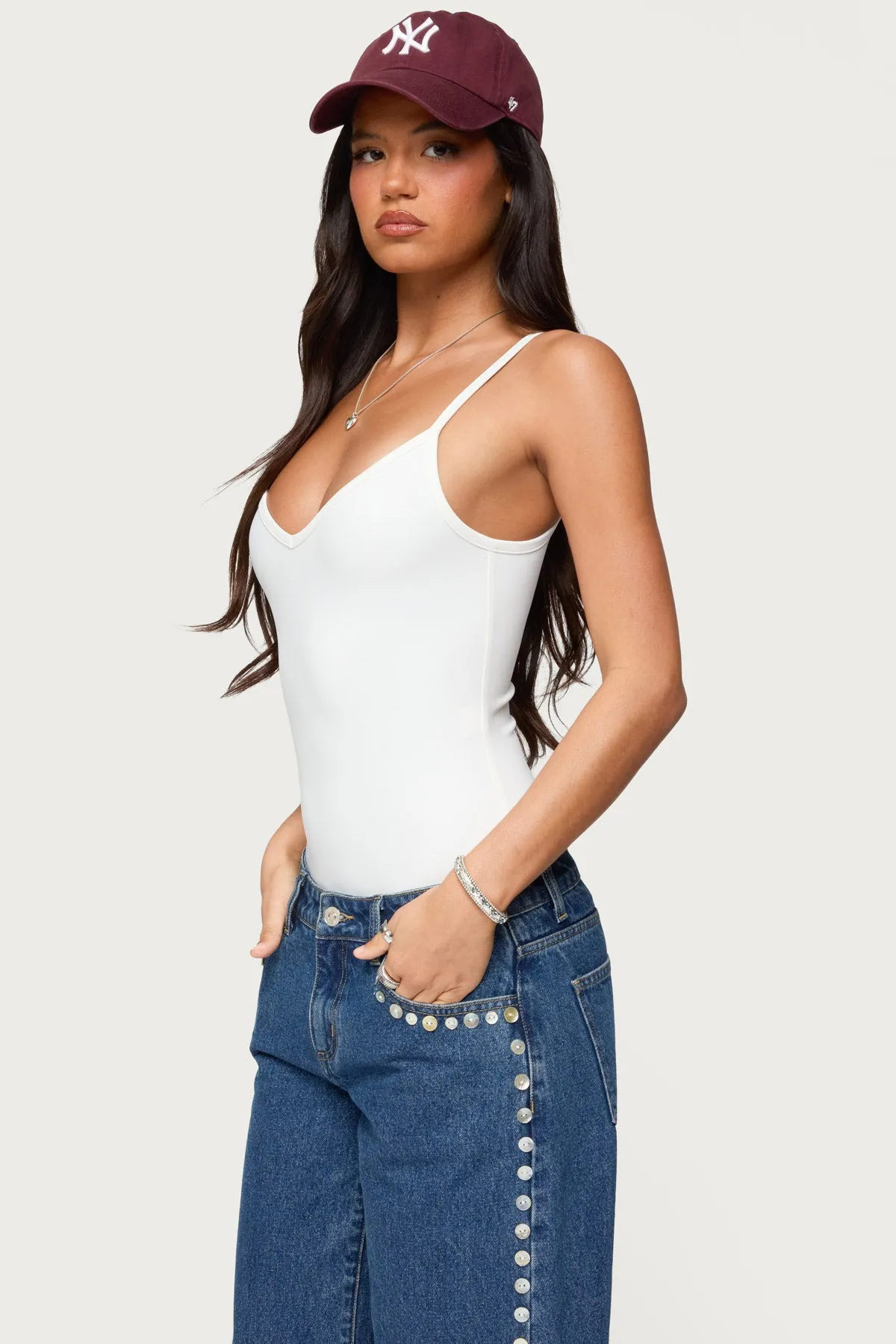 Teaghan V Neck Fitted Bodysuit sold by Edikted product image thumbnail 3