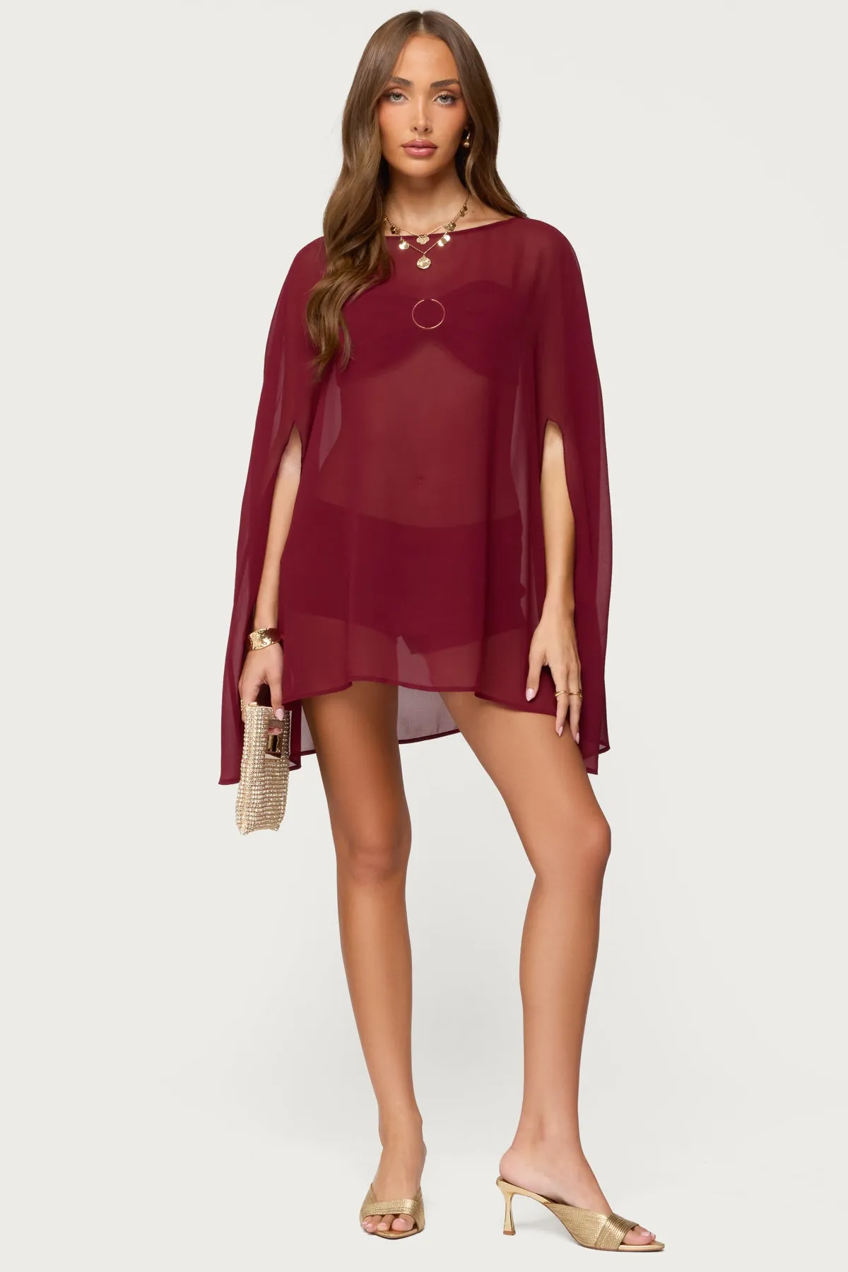 Mckenzie Sheer Chiffon Poncho sold by Edikted product image thumbnail 5