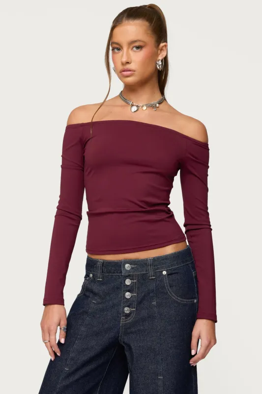 Katie Off Shoulder Long Sleeve Top sold by Edikted