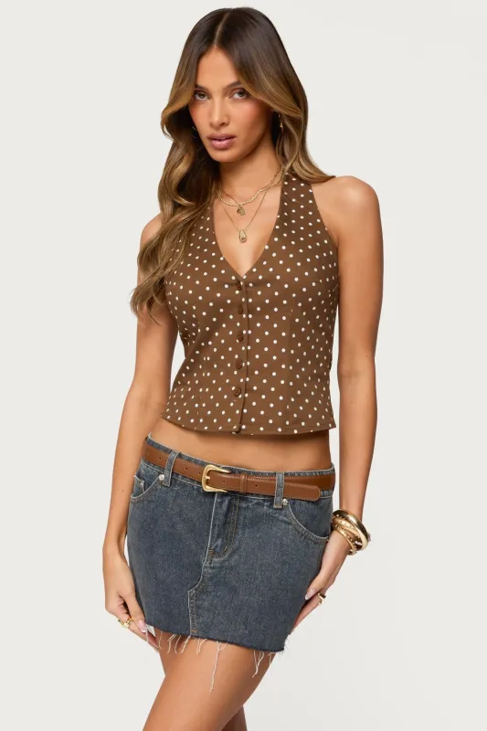 Twyla Polka Dot Halter Top sold by Edikted