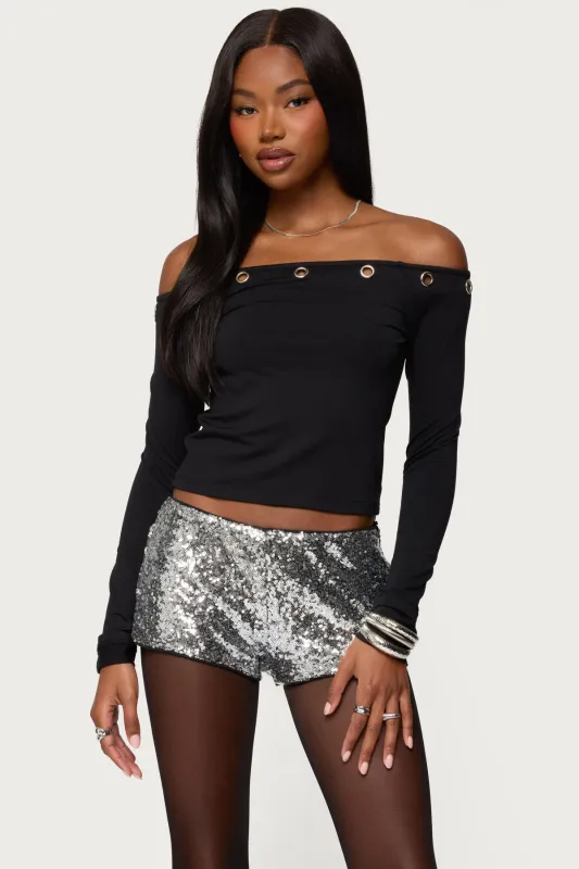 Trina Grommet Off Shoulder Top made by Edikted