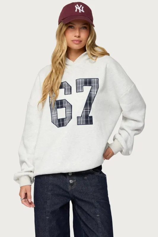 Gali Plaid 67 Oversized Hoodie sold by Edikted