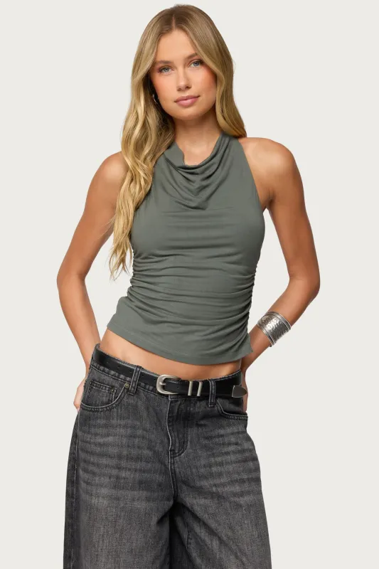 Collie Twisted High Cowl Neck Top sold by Edikted