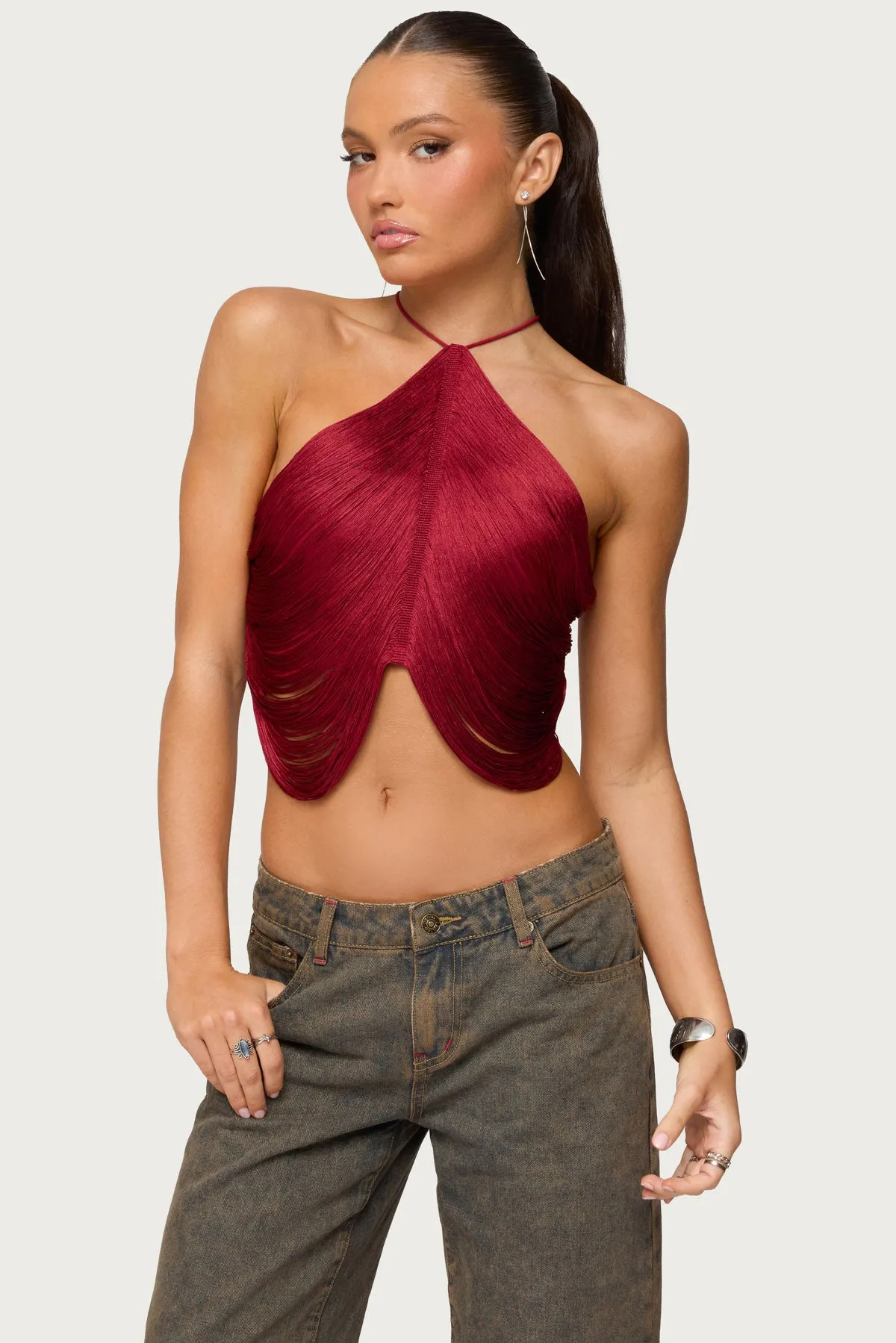 Hara Fringed Crisscross Backless Top sold by Edikted product image thumbnail 2