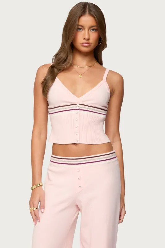 Miya Stripey Ribbed Knit Tank Top sold by Edikted