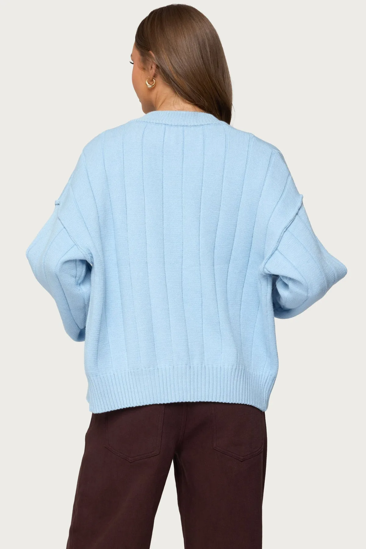 Joanie Wide Ribbed Knit Cardigan sold by Edikted product image thumbnail 5