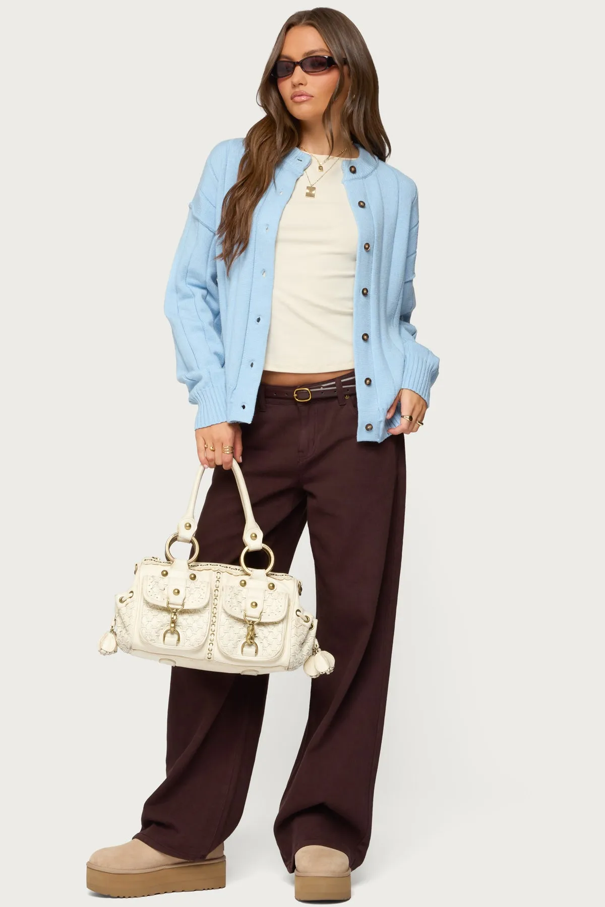 Joanie Wide Ribbed Knit Cardigan sold by Edikted product image thumbnail 2