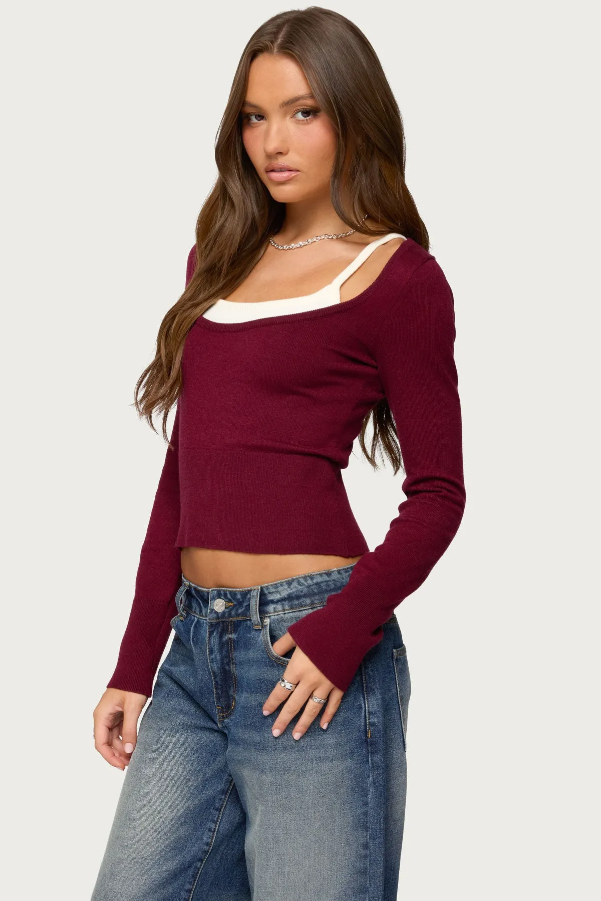 Cecile Layered Long Sleeve Top sold by Edikted product image thumbnail 3