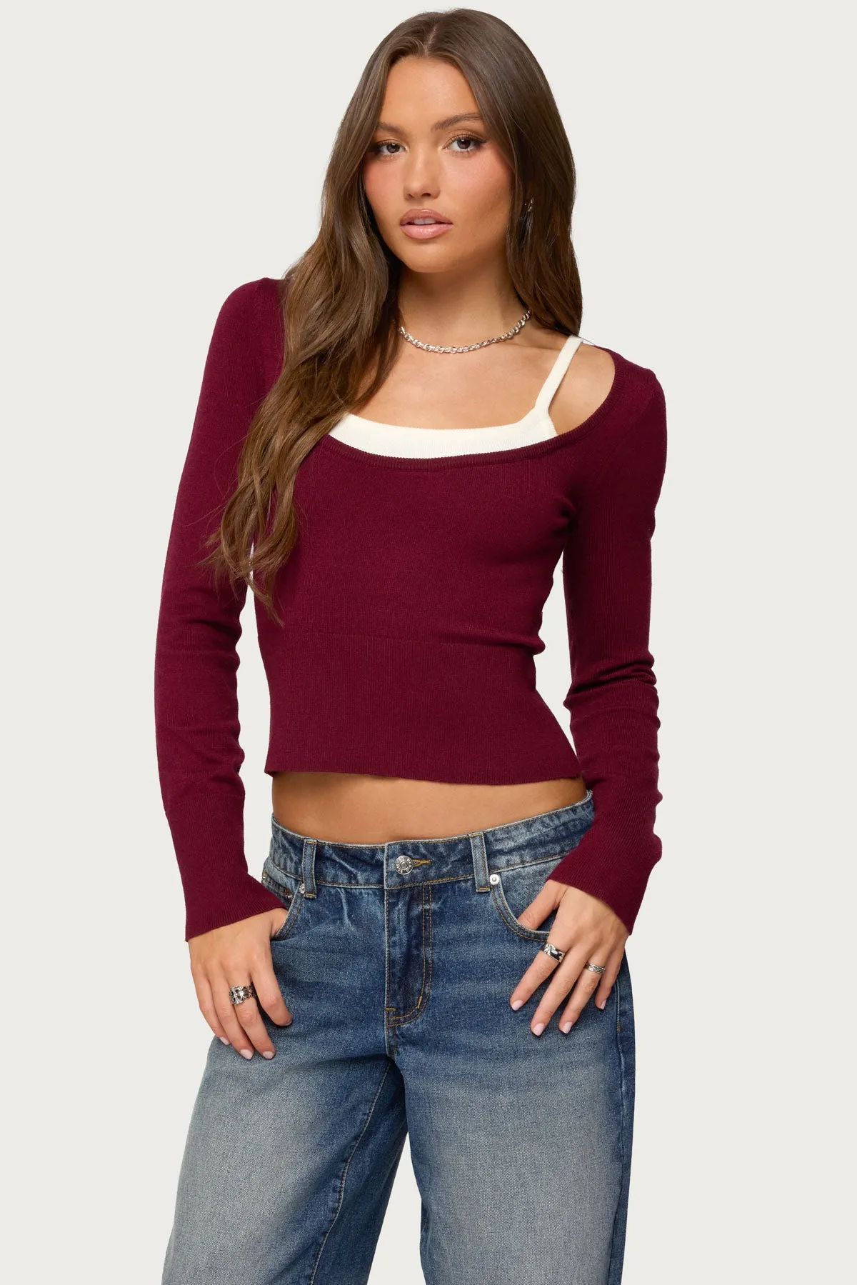 Cecile Layered Long Sleeve Top sold by Edikted