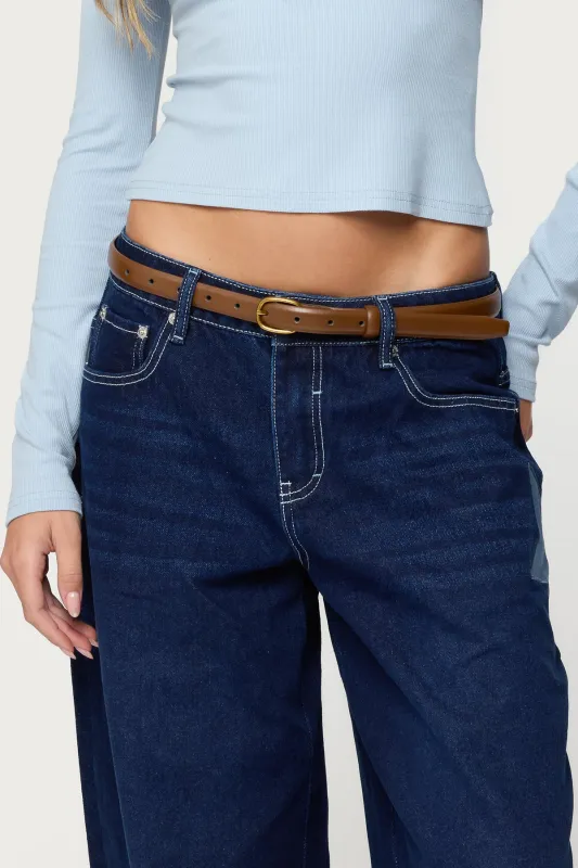 Oval Buckle Faux Leather Belt sold by Edikted