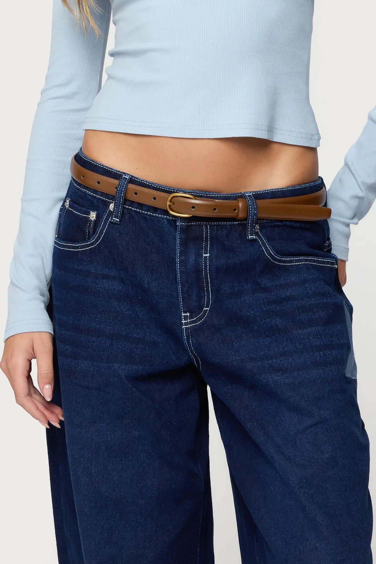 Oval Buckle Faux Leather Belt sold by Edikted