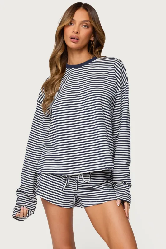 Jainee Striped Long Sleeve T Shirt sold by Edikted