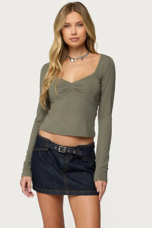 Zelly Deep V Scoop Neck Top sold by Edikted