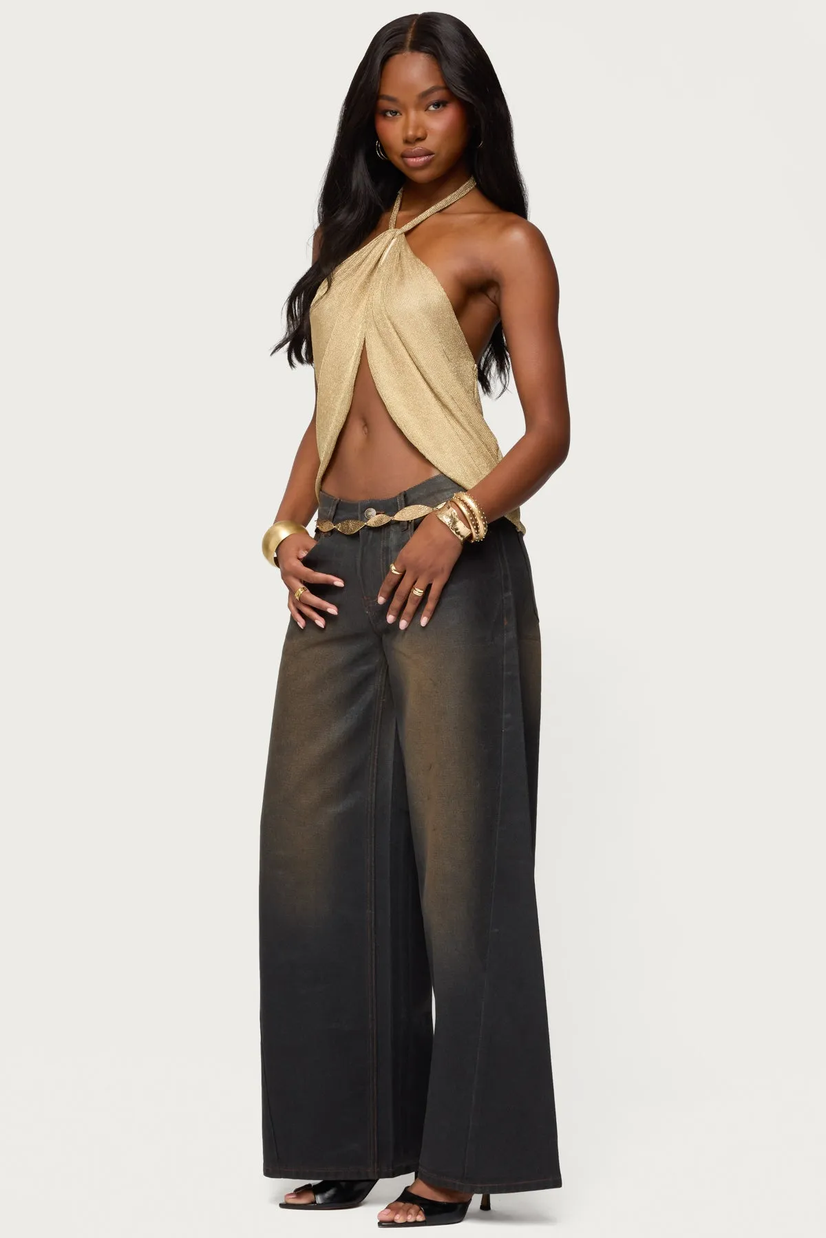 Stasia Sparkly Knit Split Front Top sold by Edikted product image thumbnail 4