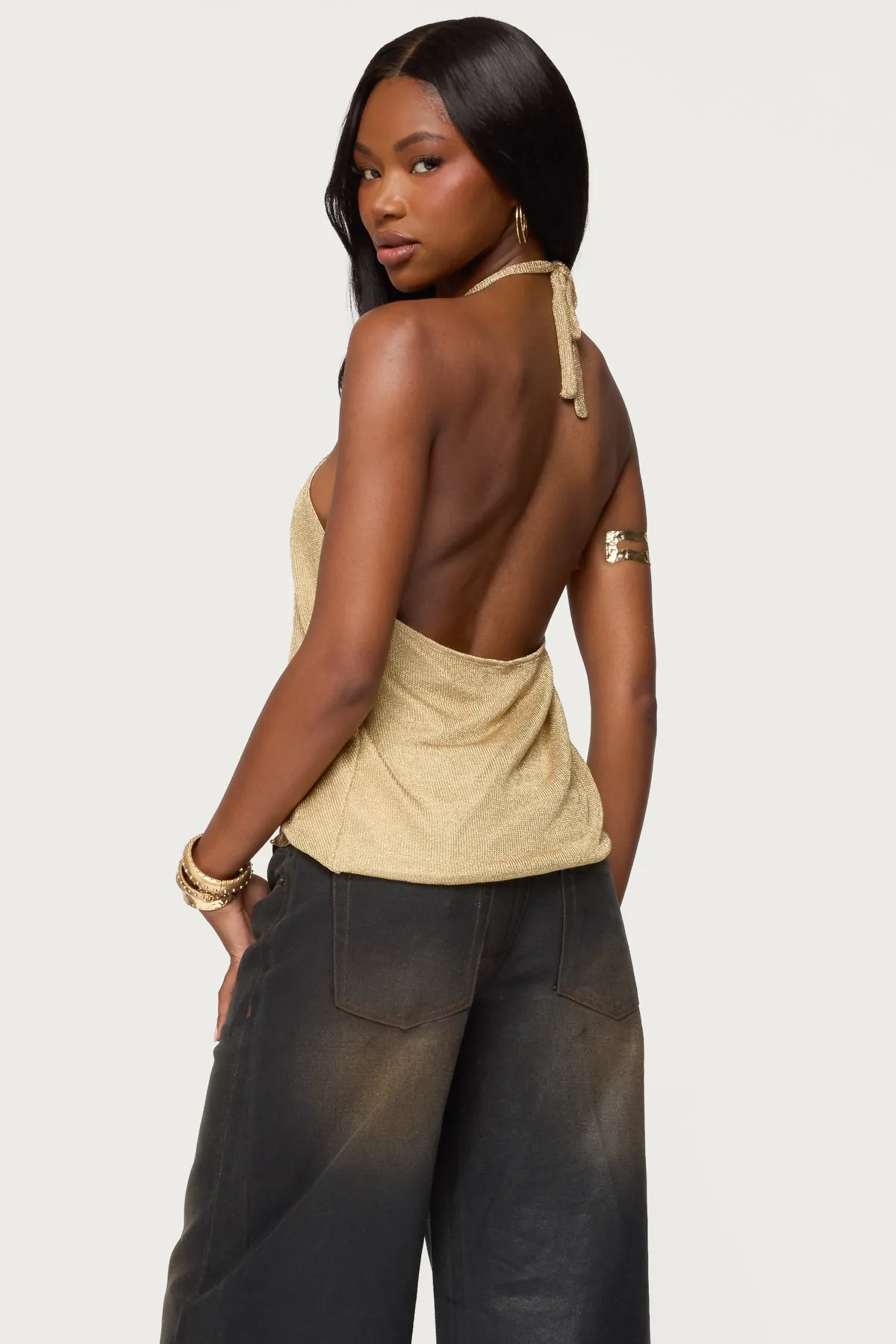 Stasia Sparkly Knit Split Front Top sold by Edikted product image thumbnail 5