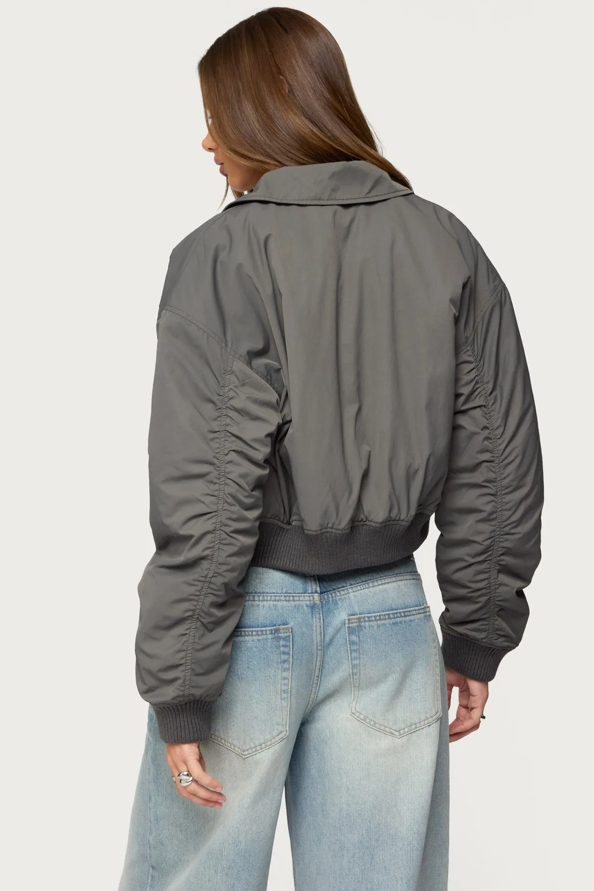 Dolan Ruched Oversized Bomber Jacket sold by Edikted product image thumbnail 5
