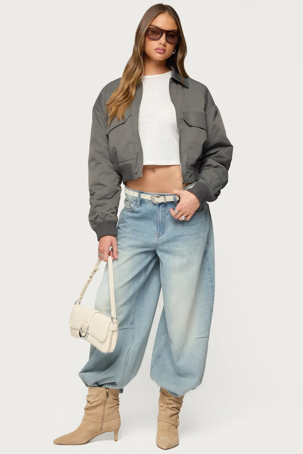 Dolan Ruched Oversized Bomber Jacket sold by Edikted product image thumbnail 2