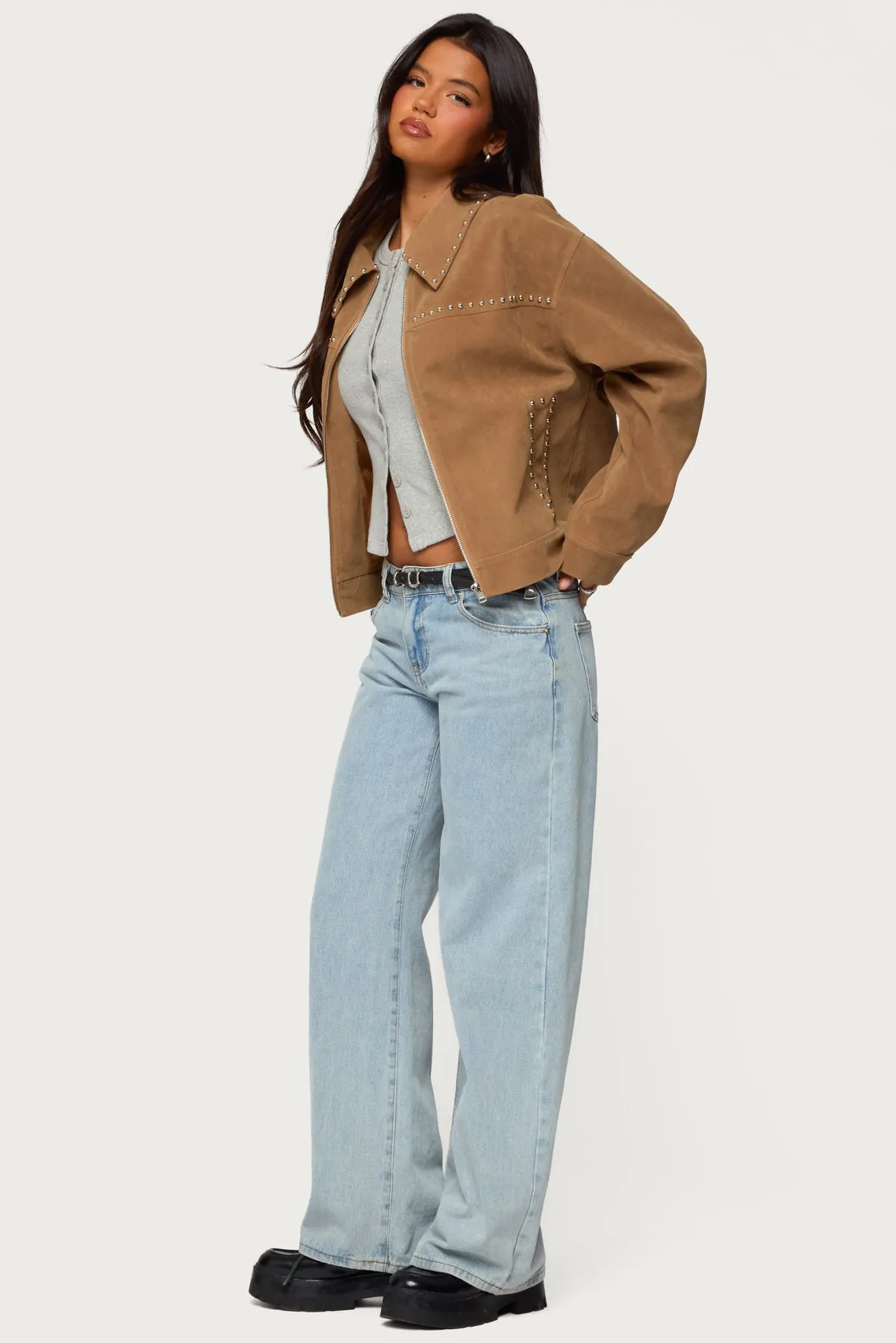 Memphis Studded Faux Suede Jacket sold by Edikted product image thumbnail 4