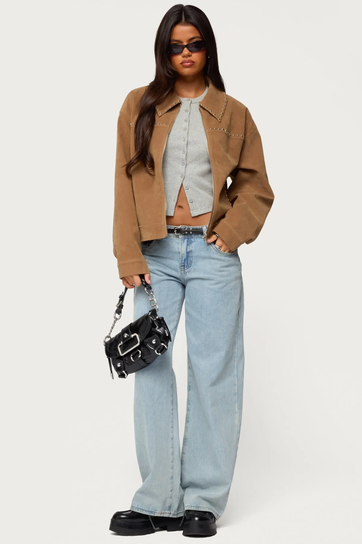 Memphis Studded Faux Suede Jacket sold by Edikted product image thumbnail 2