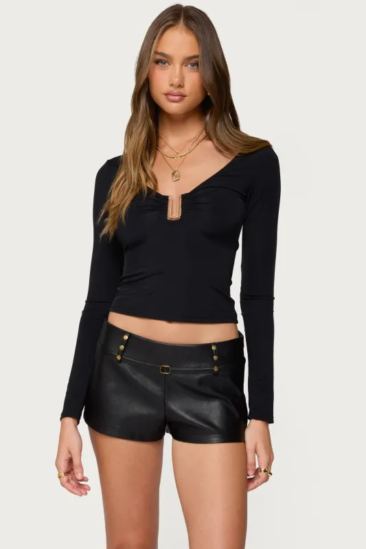 Soria Ruched Cut Out Top sold by Edikted