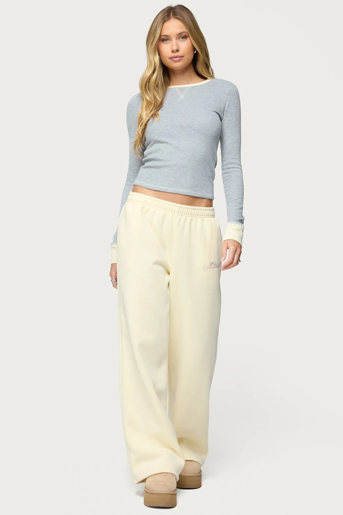 Rora Contrast Long Sleeve Waffle Top sold by Edikted product image thumbnail 5