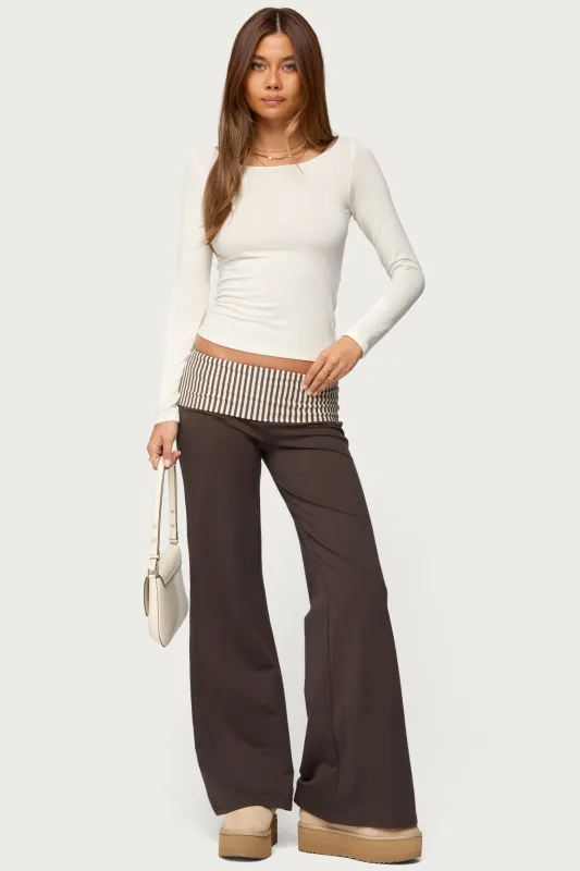 Meshey Striped Fold Over Pants sold by Edikted