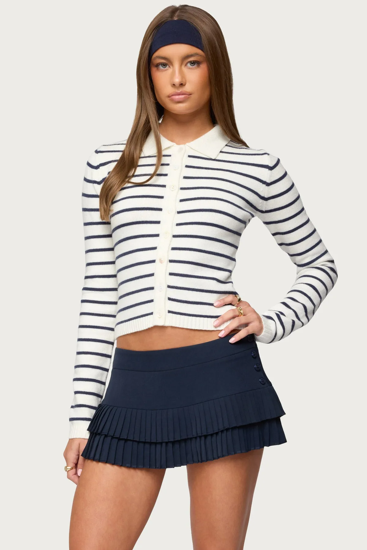Loreen Striped Knit Cardigan sold by Edikted