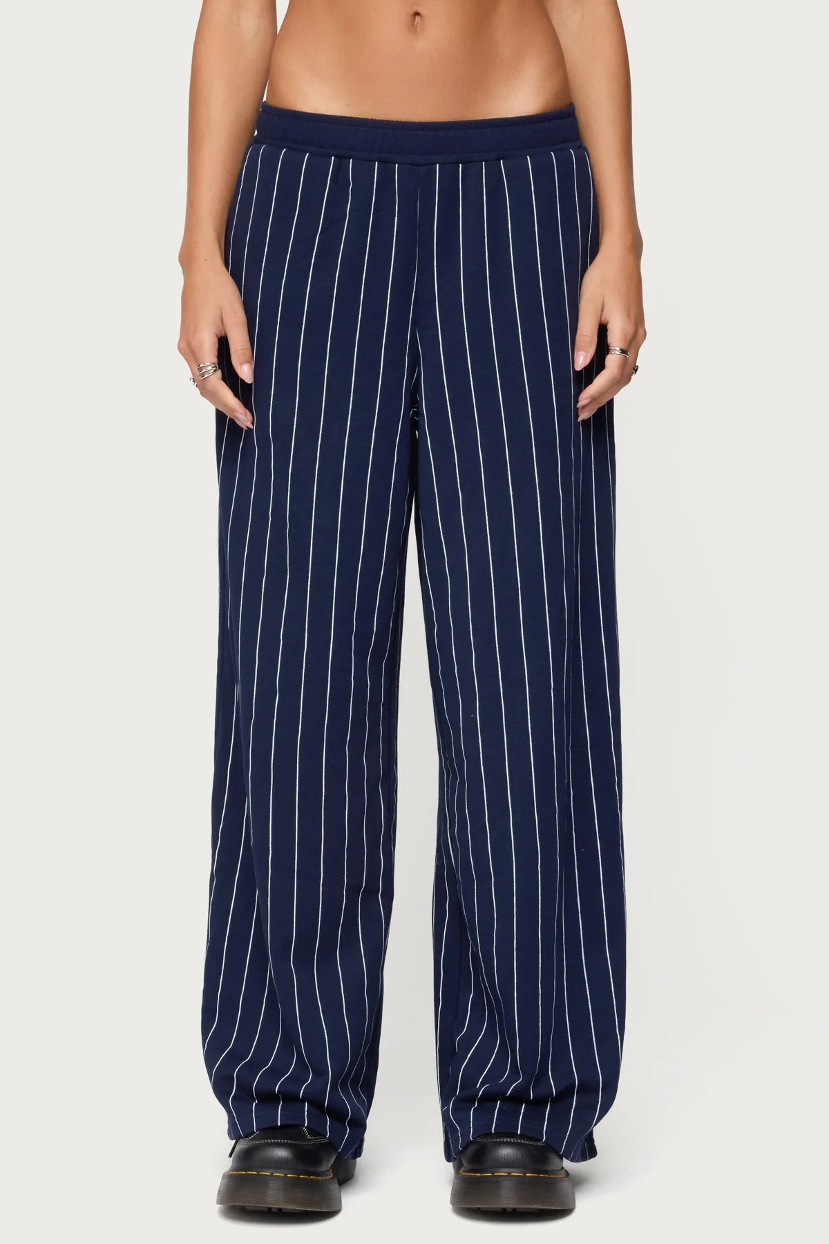 Mercer Pinstripe Wide Leg Sweatpants sold by Edikted product image thumbnail 2