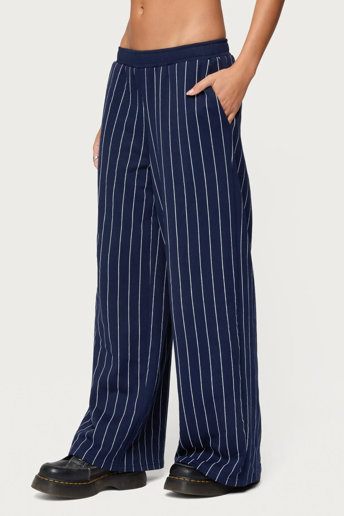 Mercer Pinstripe Wide Leg Sweatpants sold by Edikted product image thumbnail 4