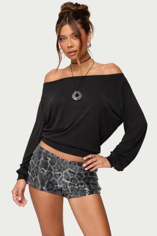 Nannie Off Shoulder Oversized Top sold by Edikted